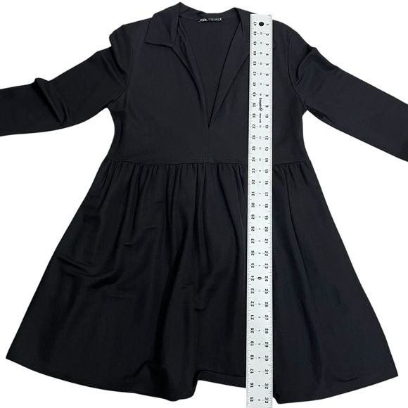 Zara Black Babydoll Dress With Collar - Picture 6 of 8
